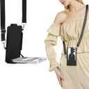 OUTXE Magnetic Small Phone Holder Crossbody Bags, Universal Nylon Cell Phone Holder Bag with Card Holder Adjustable Strap for Shopping/Traveling/Walking Black