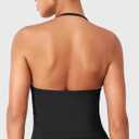 YEOREO SoftHue Impact Longline Strappy Top Women's Halter Workout Tank Tops Backless Gym Longline with Adjustable Strap (Black, L)
