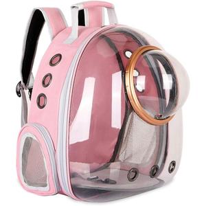 Pet Space Capsule Backpack, Small Medium Cat Puppy Dog Carrier, Transparent Breathable Heat Proof, Pet Carrier for Travel Hiking Walking Camping, Pink
