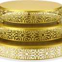 Wenqik 3 Pcs Cake Stand Set, 16" 14" 12" Gold Metal Round Cake Display Stands with Detachable Design for Dessert Cupcake Wedding, Birthday, Party, Event, Anniversary, Table Decoration