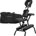 Portable Massage Chair for Tattoo and Spa Foldable Massage Therapy Chair with Adjustable Face Cradle High-Density Cushion Lightweight Design with Carrying Bag Ideal for Salon Use (Black), 2 Piece Set