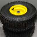 AR-PRO (2 Pack) 15 x 6.00-6" Tubeless Tire and Wheel Assembly, Replacement Riding Lawn Mower Front Tires, Compatible with John Deere Riding Mowers and Lawn Tractor, 3" Centered Hub and 3/4" Bushings