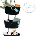 OrganiHaus Black Hanging Wall Baskets for Nursery Decor, Hanging Baskets for Bathroom, Behind Door Storage, Over The Door Basket Organizer, Closet Wall Organizer, Wall Mounted Storage Basket (Full Black)