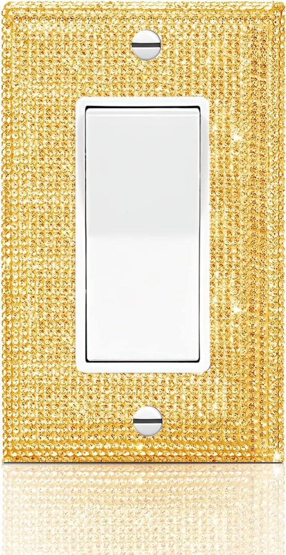 Silver Shiny Gold Light Switch Cover Gold Rhinestones Wall Plates Light Switch Cover Plate Decorative Switch Covers Single Gang Toggle Wall Plate