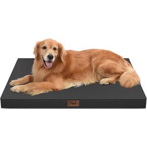 Outdoor Orthopedic Dog Bed for Extra Large Dogs, XL Waterproof Flat Pet Bed 44x32 Inch, Egg Crate Foam with Removable Washable Oxford Cooling Cover, Black