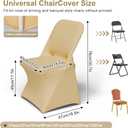 Trlyc Spandex Folding Chair Covers 100 Pcs Universal Fitted Stretchy Dining Chair Slipcovers for Wedding Party Banquet Flat-Front Chair Cover (Gold)