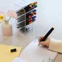 GLOBLELAND 3 Pack Clear Acrylic Pen Organizer Storage with 12 Compartments Vertical Marker Organizer Transparent Acrylic Pen Holder for Office Home Desk Desktop