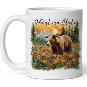 Montana State Ceramic Coffee Mug 11oz Treasure State  Tea Coffee Mug with Comfortable Grip  Unique Travel Gift Cup for Office or Home  Vibrant Long-Lasting Print ID44991