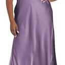 Summer Plus Size Mock Neck Satin Maxi Dress for Women 2024 Elegant Sleeveless Silk Dresses for Wedding Guest Cocktail, 2XL