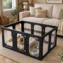 Acrylic Dog Playpen, 8-Panel Clear Transparent Puppy Playpen for Small Dogs Indoor Outdoor, Easy Assembly Foldable Pet Exercise Pen with Locking Door (Black, 25.6 INCH, 10 Panels)