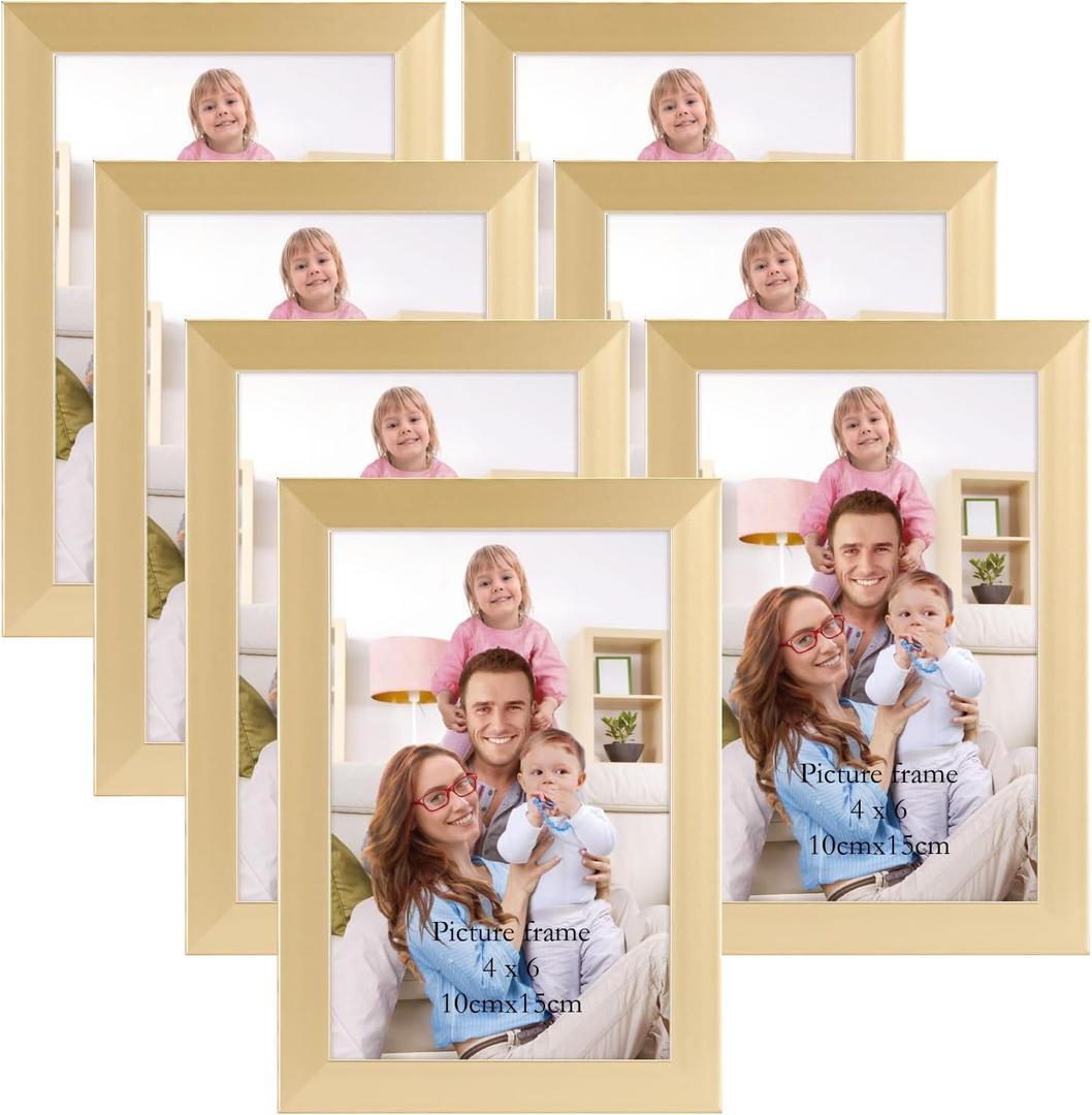 Giftgarden 4x6 Picture Frame Gold Set of 7, Multi Modern 4 x 6 Frames for Wall or Tabletop Display, Golden