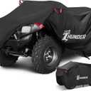 ATV Cover Outdoor Waterproof Windproof 4 Wheeler Cover Heavy Duty Ripstop UV Protects Four Wheeler from Sun Rain Snow, Quad Cover for Polaris Yamaha Suzuki Honda XXL (Black)