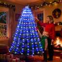 Christmas Tree Lights White and Blue Christmas Lights Outdoor Indoor 400Led 10 Lines with 8 Lighting Modes, Timer and Remote Control, Fairy Lights for Wedding Home Party 6Ft - 9Ft Xmas Tree Decoration