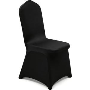 50PCS Black Chair Covers, Wrinkle Resistant, Elastic Stretch and Washable, Stretch Polyester Spandex Slipcovers Folding Chair Covers for Party, Wedding, Dining, Banquet, Event