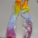 Rainbow Braid Hair Extensions Rave Hair Accessories Colorful Hair Extensions Braid Ponytail Extension (26 Inch)