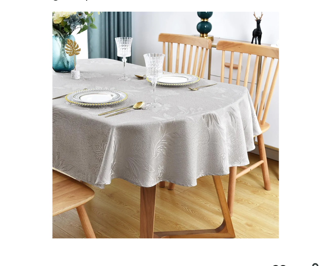 Wolkemer Shiny Oval Jacquard Tablecloth 60 x 84 Inch Gray Floral Countryside Leaves Damask Patterns Table Cloth Glossy Fabric Table Cover for Dinner Kitchen