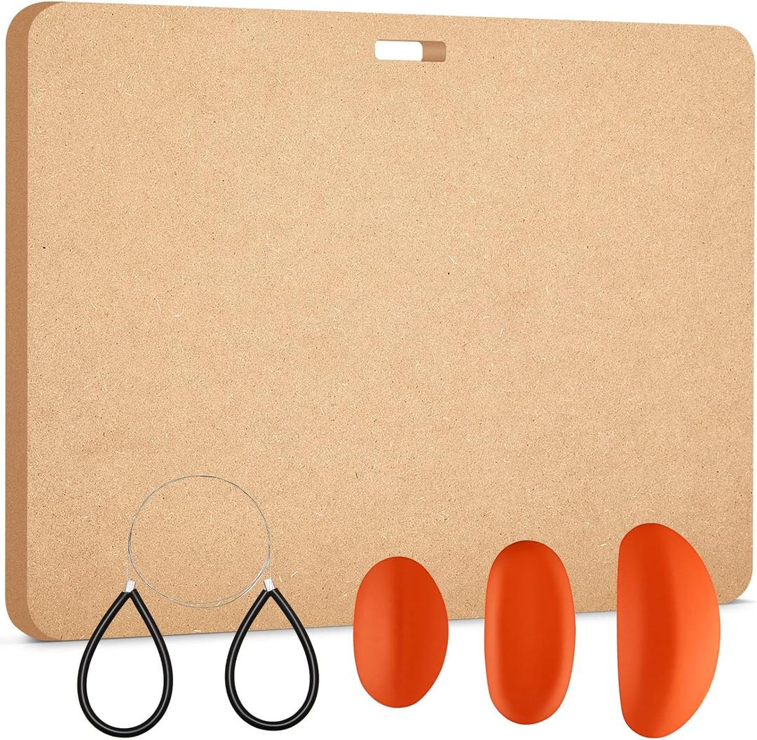 Treela Portable Clay Wedging Board with Built in Handle Ceramic and Clay Supplies 18 x 24 Inch Wood Clayboard with 3 Pcs Clay Ribs and Clay Cutters Wire with Black Handles for Art Crafts Modeling