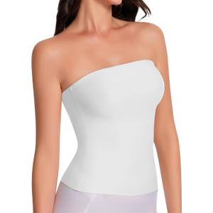 Artdear Tube Tops for Women, Sexy Y2K Crop Top Double Lined Strapless Tank Summer Going Out Tops Air Touch Fabric (Large, White)