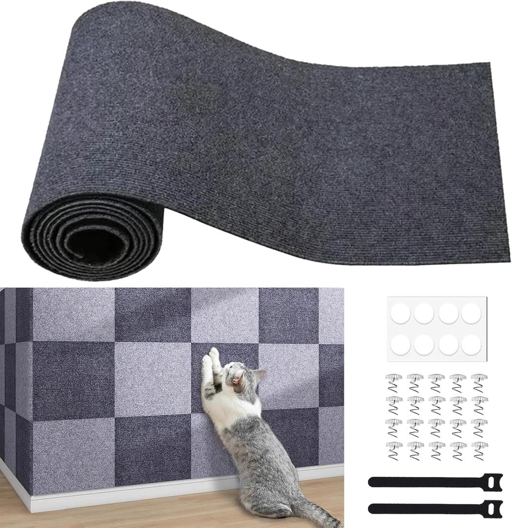 Cat Scratching Furniture Protector Self Adhesive Trimmable Protective Sofa Carpet Leather Furniture Pad Replacement for Cat Tree Shelves DIY Pet Scratch Protector (Dark Grey, 15.7"x78.7")