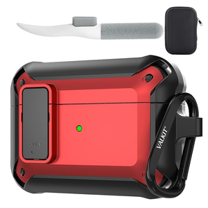 Valkit for Airpods Pro 2 Case Cover with Lock, Military Full-Body AirPod Pro Case Hard with Keychain Cool Airpods Pro 2nd/1st Generation Case for Man, Red