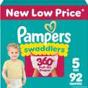 Pampers Diapers - Swaddlers 360 - Size 5, 92 Count, up to 100% Leakproof Comfy Dry Fit, Designed for Easy Changes, Pull On Baby Diaper (Packaging May Vary)