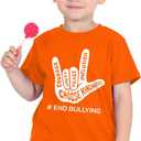 Unity Day Anti Bullying Orange Shirt Children Be Kind T-Shirt Gesture Inspirational Letter Quotes Pattern Children Tee Top (Orange)