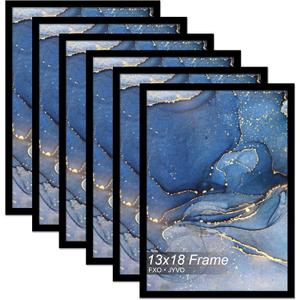 13x18 Picture Frame Set of 6, Black Frame for 13 x 18 Inch Picture Poster Photo, Light Weight and High Transparent 13 by 18 Frame for Wall - 6 Pack/Black/13 x18