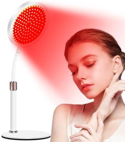 Red Light Therapy for Face and Neck with Base,3-in-1 Chip Designed Infrared Light Therapy Lamp, Deep Red Light Therapy Lamp with 660nm 850nm for Sk-in,Pain