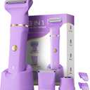 Bikini Trimmer 3 in 1 Electric Razor for Women - IPX7 Waterproof Wet & Dry Body Shaver, Pubic & Facial Hair Remover with Ceramic Blade, USB Rechargeable Dock & Gift ready