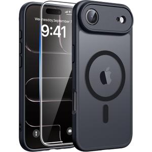 for iPhone Air Case 2025: Magnetic Translucent Matte [Full Covered Camera Protection] [Screen Protector] Military Grade Shockproof Slim Cover Drop Proof Protective Phone Cases - Black