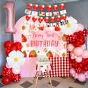 Strawberry 1st Birthday Party Decorations Sweet Berry First Birthday Baby Shower Girls Strawberry Themed Backdrop 12 Months Photo Banner Berry Sweet One Party Supplies