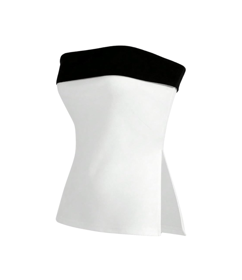 SOLY HUX Women's Y2k Tube Top Color Block Split Hem Strapless Sleeveless Bandeau Tops, Size M