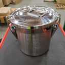 DYNAMI 304 Stainless Steel Containers With Lid,202oz Airtight Flour Container for Kitchen,5-10lbs Metal Airtight Canisters Milk Jug Coffee Bean Cookies Canisters w/Locking Clamp (6L/1.6Gal)