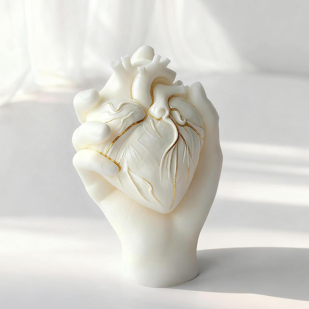Hand Heart Cylinder Candle & Resin Mold - Resin Casting Silicone Molds for Home Decor & Candle Making Wave Spiral Mold (jh-heart-5453)