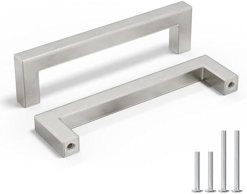 homdiy 5 Pack 4-1/2 Inch Brushed Nickel Cabinet Pulls Stainless Steel Kitchen Handles Modern Hardware for Dresser Drawer
