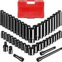 45-Piece 1/2" Drive Metric Impact Socket Set, Deep & Shallow Socket Set 9mm-32mm, 6 Point, Cr-V Steel, Electrophoretic Deposition, Includes 3" 5" 10" Extension Bars, Universal Joint, Adapter