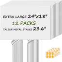 Large Blank Yard Signs with Metal Stakes 18x24 Inch, 12 Pcs Waterproof Corrugated Plastic Board Custom Yard Sign with Arrows Stickers for Open House Garage Sale Birthday Lawn Decorations