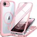Miracase Magnetic for iPhone 16e Case Full-Body Phone with Built-in Glass Screen Protector, [Compatible with MagSafe] Military Drop Proof 16E Cover Bumper 6.1 inch, Pink