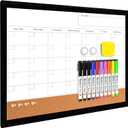 ABERLLS Monthly Calendar Dry Erase Board for Wall, 17''x13'' Whiteboard with Black Wood Framed, Magnetic White Boards, 2in1 White Board Cork Board Combo
