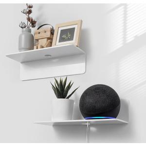 OAPRIRE White Floating Shelves Wall Mounted Set of 2 - Easily Expand Wall Space - Acrylic Hanging Shelves for Bedroom, Gaming Room, Living Room, Bathroom, Office with Cable Clips