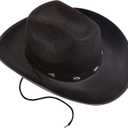 Kangaroo -Cowboy Hat for Women & Men with Pull-on Closure, Costume Party Perfectly Fits as Adults Cowgirl (Black)