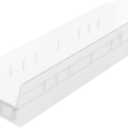 Akro-Mils 30128 Plastic Shelf Bins, Heavy Duty Storage Bins for Garage, Closet, and Drawer Organization, 18-Inch x 4-Inch x 4-Inch, Clear, 12-Pack
