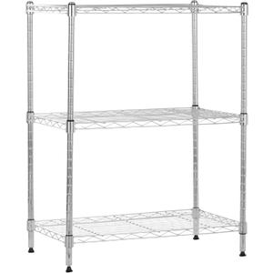 Amazon Basics 3-Shelf Adjustable Heavy Duty Steel Wire Shelving Rack with Chrome Finish, No-Tool Assembly, 250 lbs per Shelf, 23.2" L x 13.4" W x 30" H