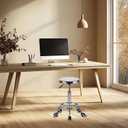 Rolling Stool, Stainless Steel Workbench, Adjustable Swivel Stool Medical 5 Wheels, 304 Stainless Steel Structure Laboratory Round Pad, Load Capacity 445 lbs (Silver)