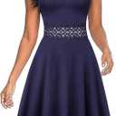 OWIN Women's Vintage Floral Lace Flared A-Line Swing Casual Party Cocktail Dresses Sleeveless L