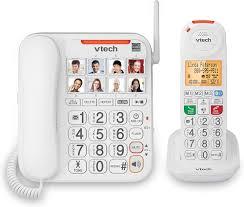 VTech SN5147 Amplified Corded/Cordless Senior Phone with Answering Machine, Big Buttons, 90dB ExtraLoud Visual Ringer, 50dB Audio Assist, Call Blocker, White