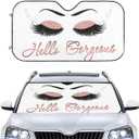 Womens Cute Pink Car Front Windshield Sun Shades, Sparkling Eyelash Auto Window Sunshade, Summer Sun UV Rays Blocker Visor Protector, Folding Sun Visor Shield Keep Your Vehicle Cool 51x27.5 in