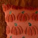 UGASA Fall Pillow Covers 18 x 18 Set of 2 Pumpkin Pattern Embroidery Decorative Throws Pillowcases Autumn Halloween Soft Plush Faux Wool Pillows for Home Couch Sofa Bedroom Chair, Rust