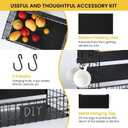 [WIDER SHELF] 1 SET Strong Magnetic Shelf Basket for Fridge with Tag & Bamboo Top, XXL Large Magnetic Spice Rack Shelves for Side of Refrigerator, Kitchen Pantry Storage Organizer for Food Fruit Veg