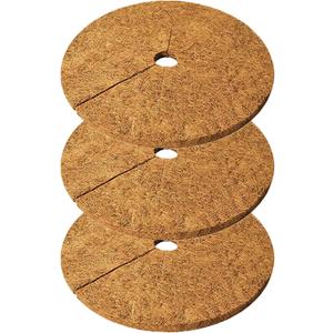 Deepthi 18-Inch Coco Coir Mulch Mats Pack of 3 Natural Coconut Fiber Discs Tree Ring Guards, Pot Covers, Sapling Root Protection, Weed Barrier, Moisture Retention for Garden & Potted Plants